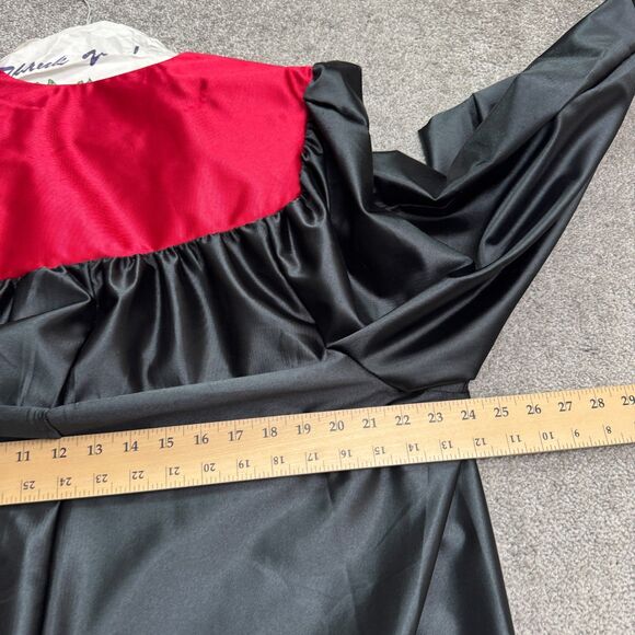 Balfour Academy Graduation Satin Robe Gown Unisex Adult Black Red 5'9 to 5'11 - Picture 8 of 12